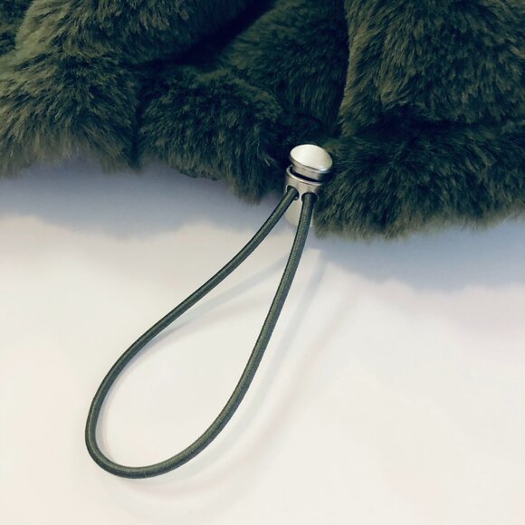 Forever 21 Zip Up Puffer Vest Jacket 2 Way Reversible Plush Trim Size L Green - Picture 10 of 16